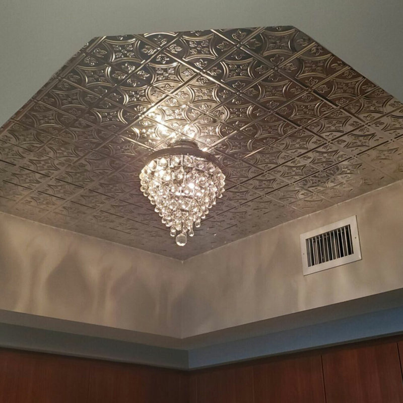 Tuile de plafond en fer-blanc 2 pi x 2 pi Tiny Tiptoe, Acier brut