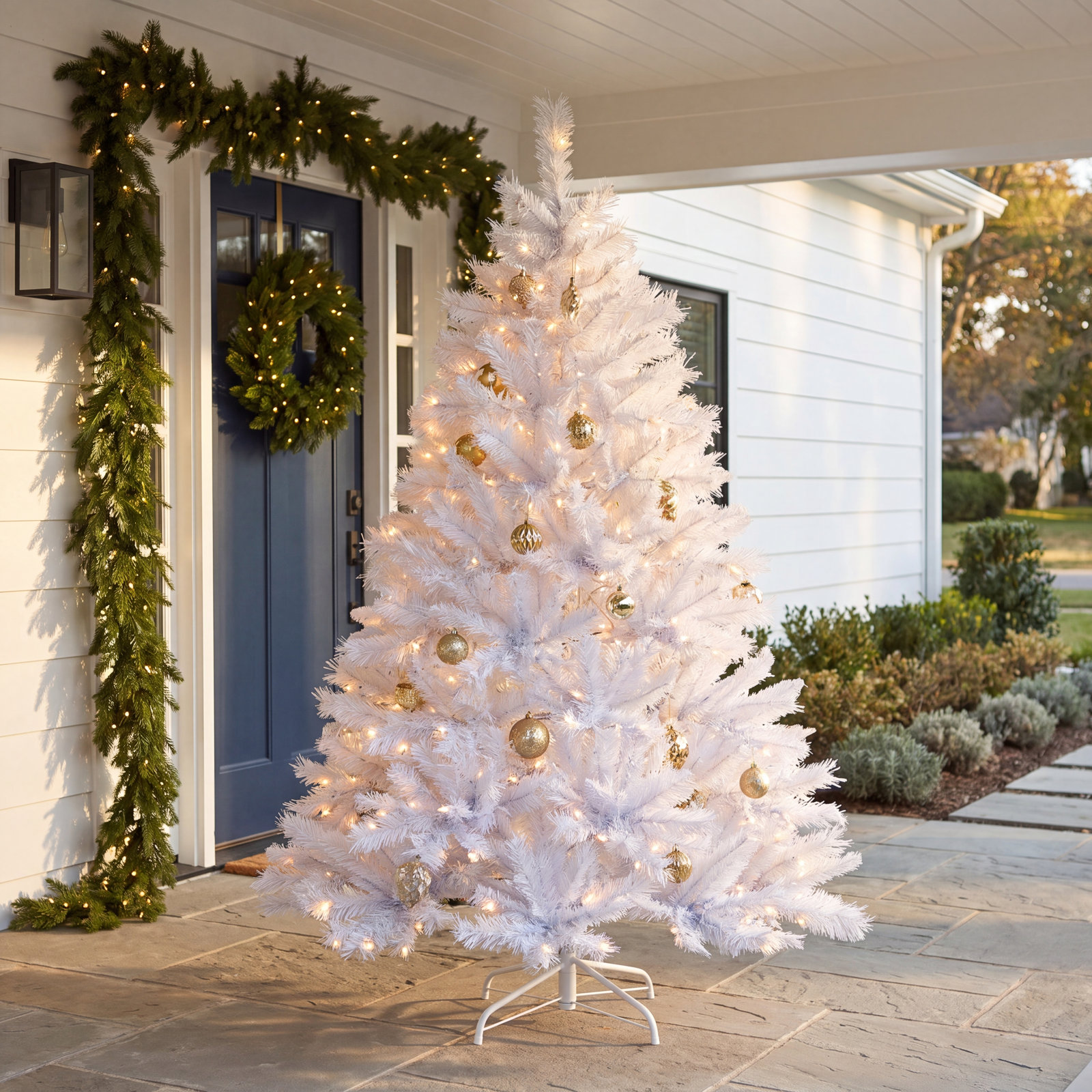 White 6' Pre-Lit Pine Tree