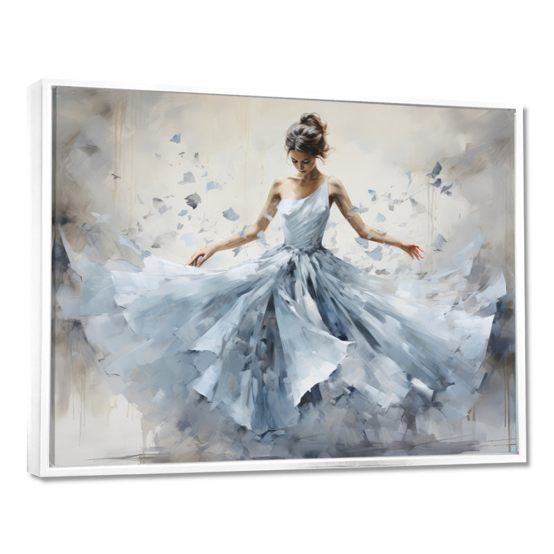 Blue Ballet Dance I - Ballet, impressions encadrées, H 16 po x l 32 po x P 1 po, Cadre flottant blanc