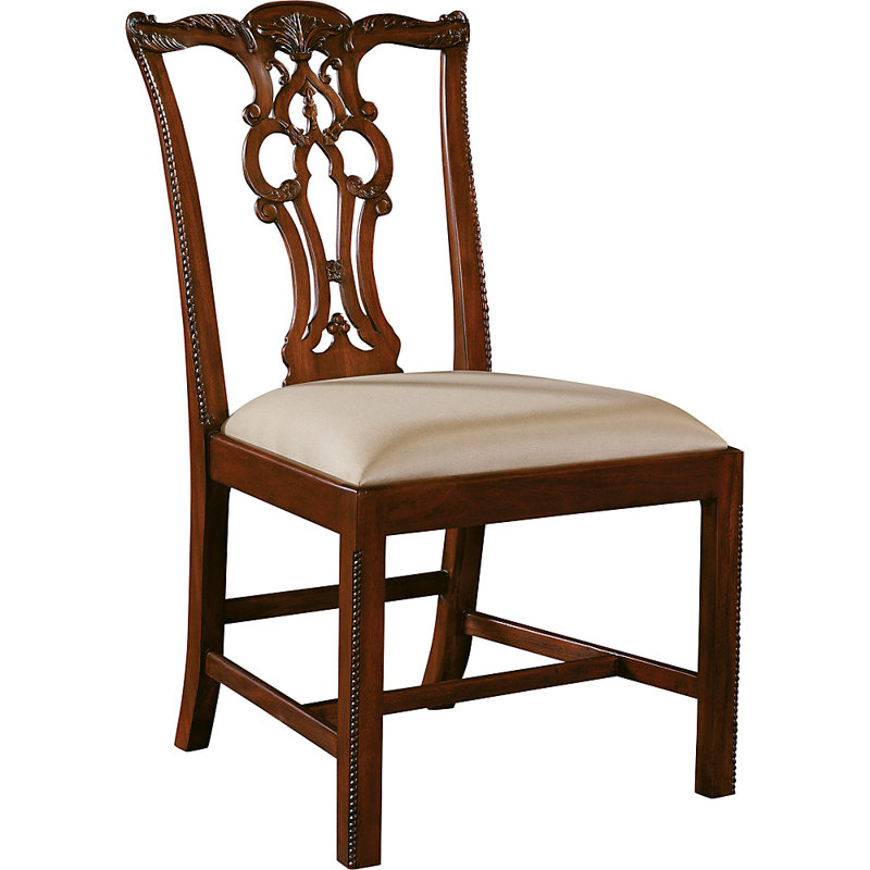 Regency Brown Upholstered Chippendale Side Chair