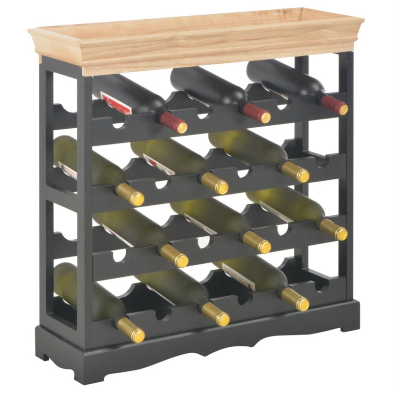 Porte-bouteilles de vin avec plateau supérieur, Noir