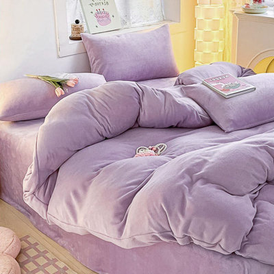 Ensembles de literie en flanelle d'hiver, rose, rose, doux, moelleux, moelleux, moelleux et moelleux