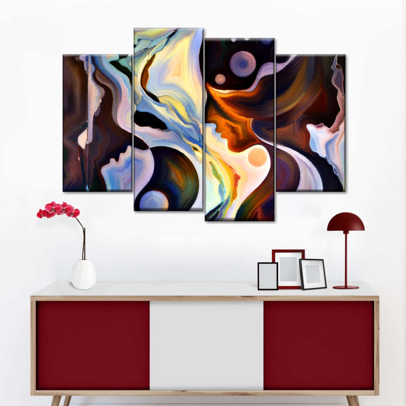 Abstrait art mural abstrait sur toile, H 22 po x l 36 po x P 1 po