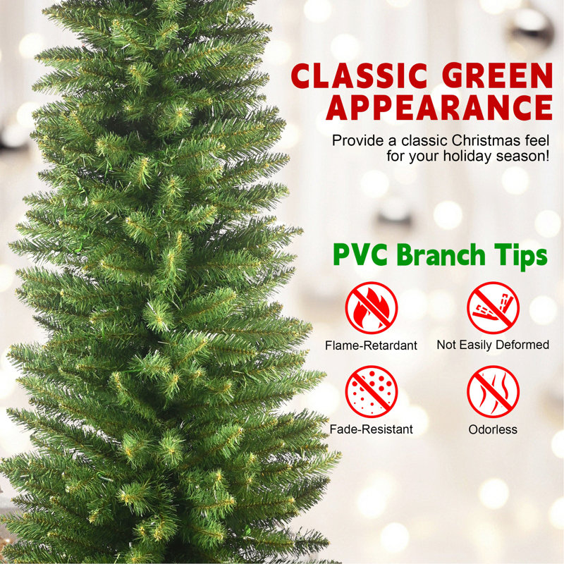 Arbre de Noël à crayon vert, H 6 pi