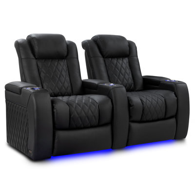 Siège de cinéma en cuir véritable de 68,25 po de largeur avec porte-gobelet
