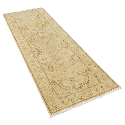 Jylene Hand Woven Beige Runner Floral Oriental 100% Wool