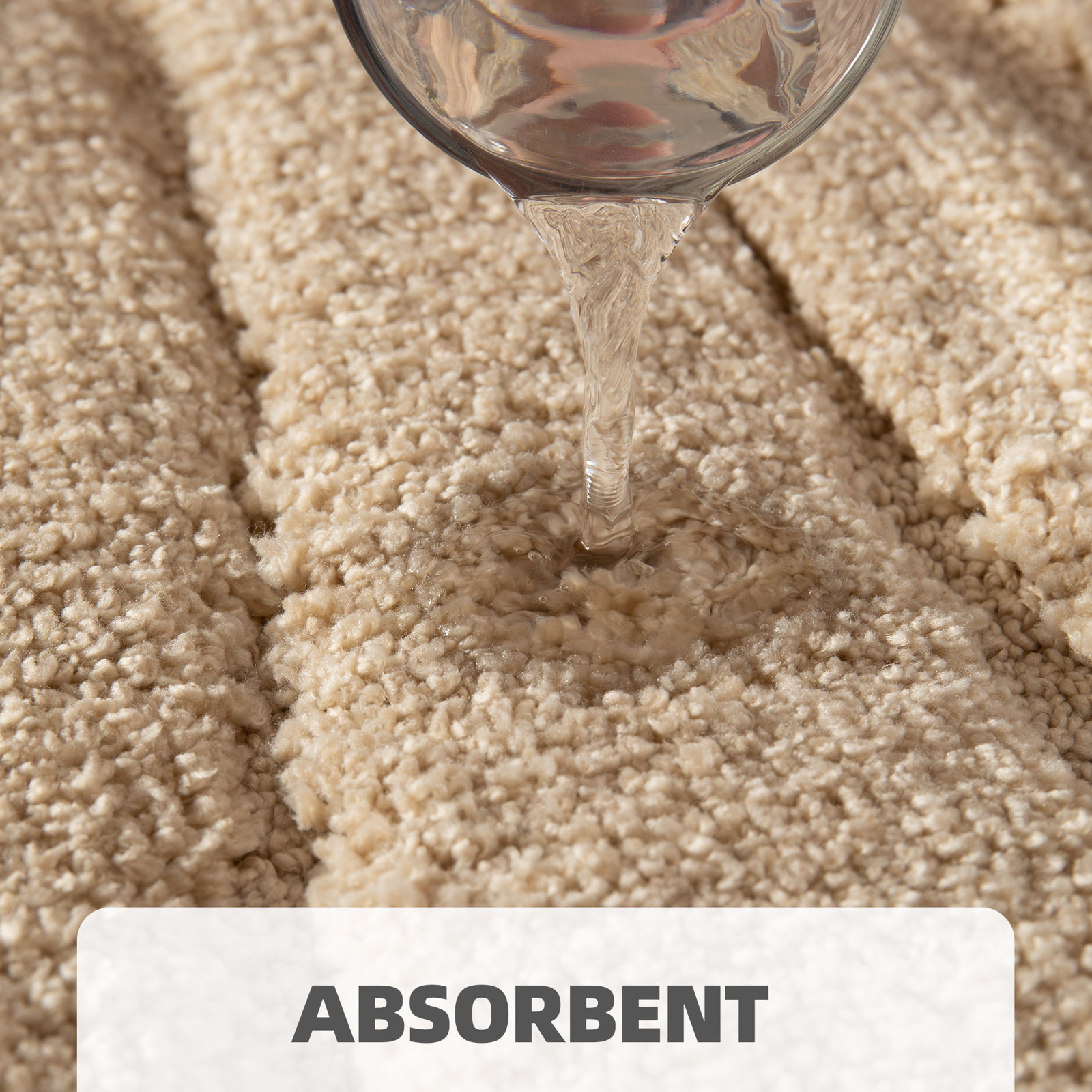 Gagetown Non-Slip Bath Rug, Beige, 16" W x 24" L