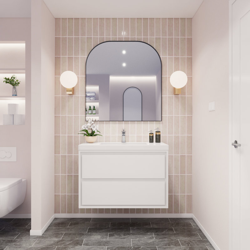 Wittig 36" Wall-Mounted Single Bathroom Vanity Set, High Gloss White