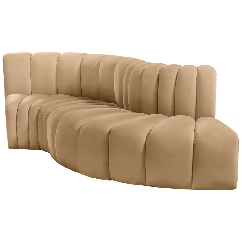 Houssam Upholstered Curved Sectional Reversible, Camel Velvet