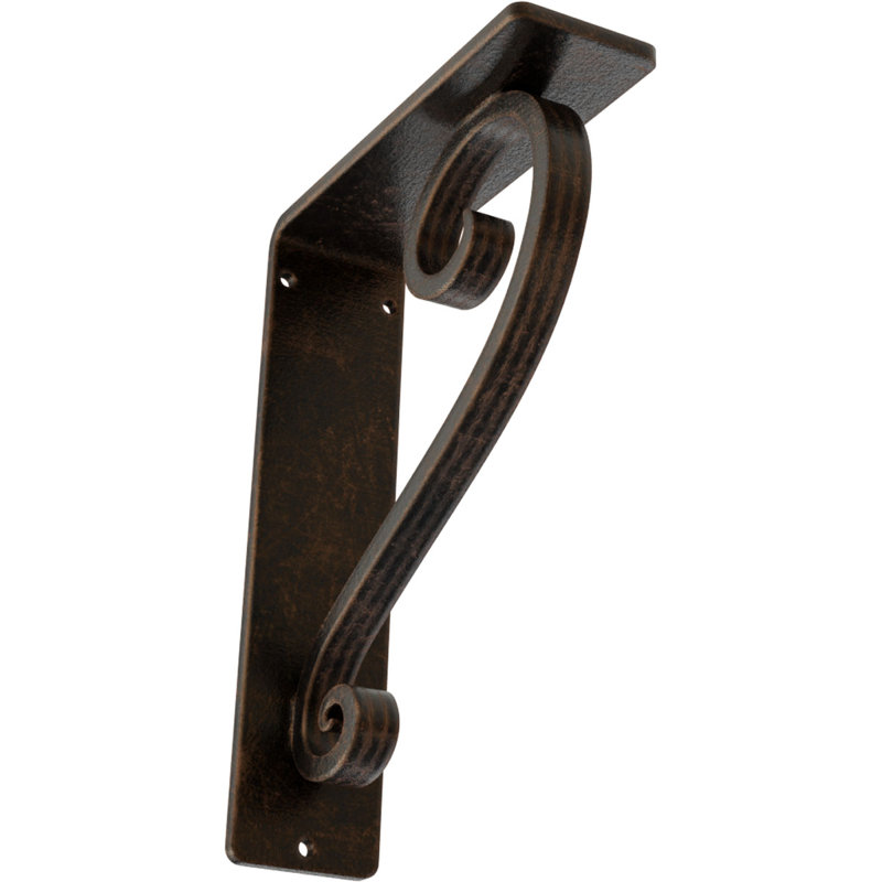 Support en fer forgé Edwards, Bronze vieilli, H 8 po x l 2 po x P 5,5 po