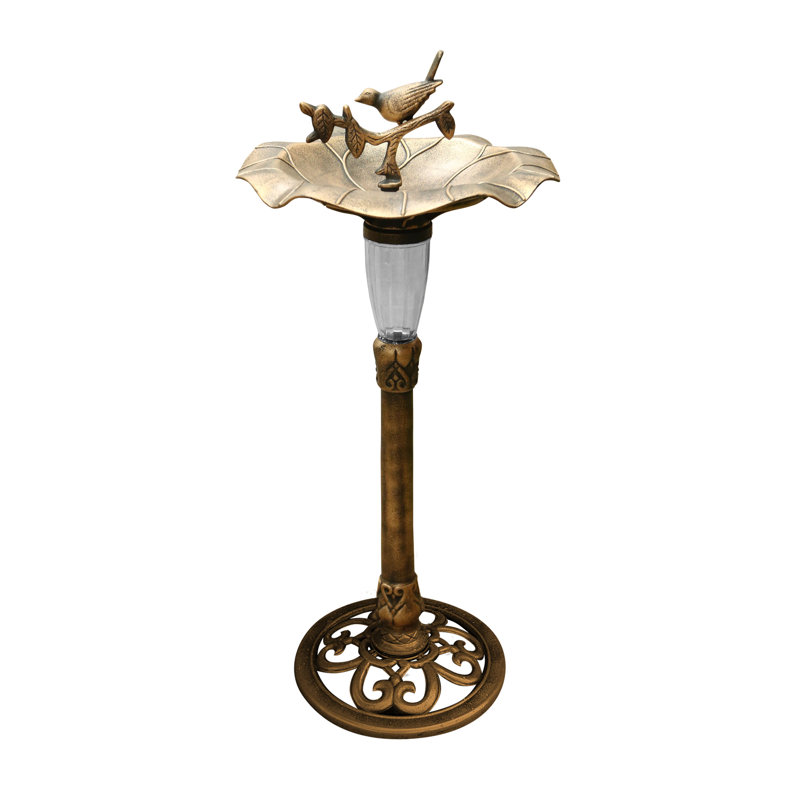 Bain d'oiseaux solaire 41 "avec oiseaux et lumière DEL pour jardin H 41"