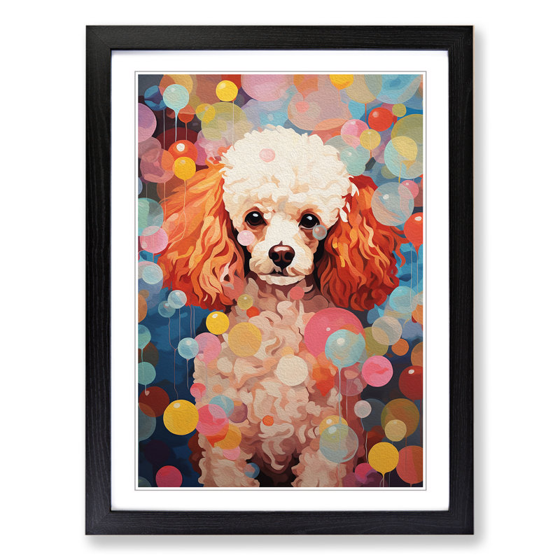 Poodle Orphism - Single Picture Frame Print on Wood, Black Framed, 34cm H x 25cm W x 2cm D