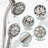 Drill-Free Stainless Steel Slide Bar Combo Rain Showerhead 7-Setting Hand, Dual Shower Head Spa System With Tup Spout (Rough-In Valve Included)-126529109