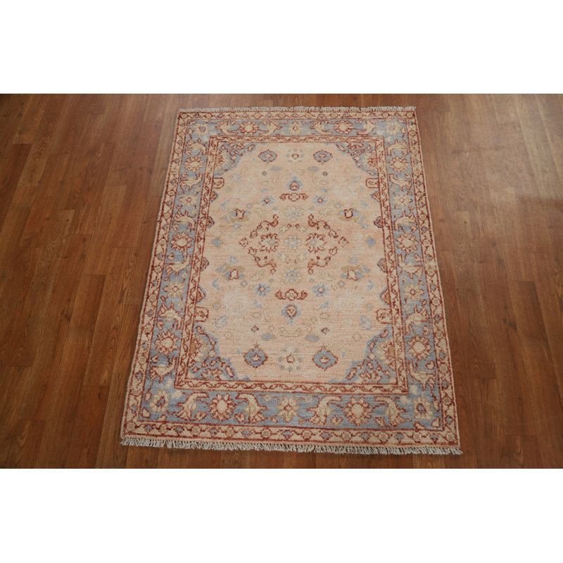 Geometric Oushak Turkish Wool Rug 3x4