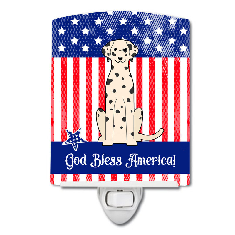 Éclairage de nuit en céramique patriotique usa carlin, Dalmatien