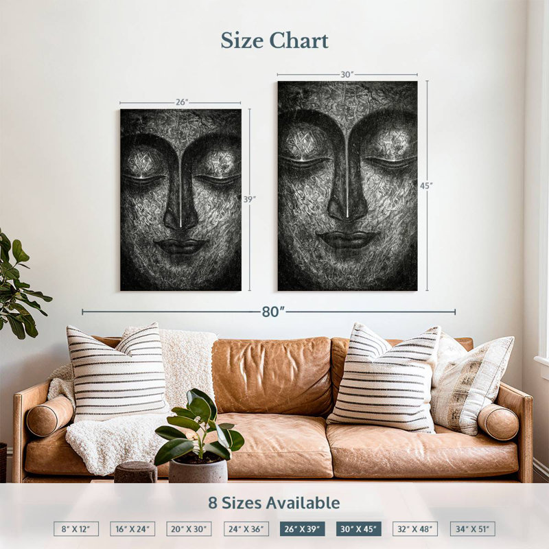 Adella Buddha Face BW, 39" H x 26" W