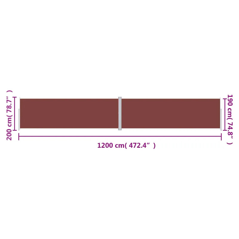 Dakota Fields 1200cm W x 200cm D Fabric Cover Motorised Retractable Side Awning, Terracotta