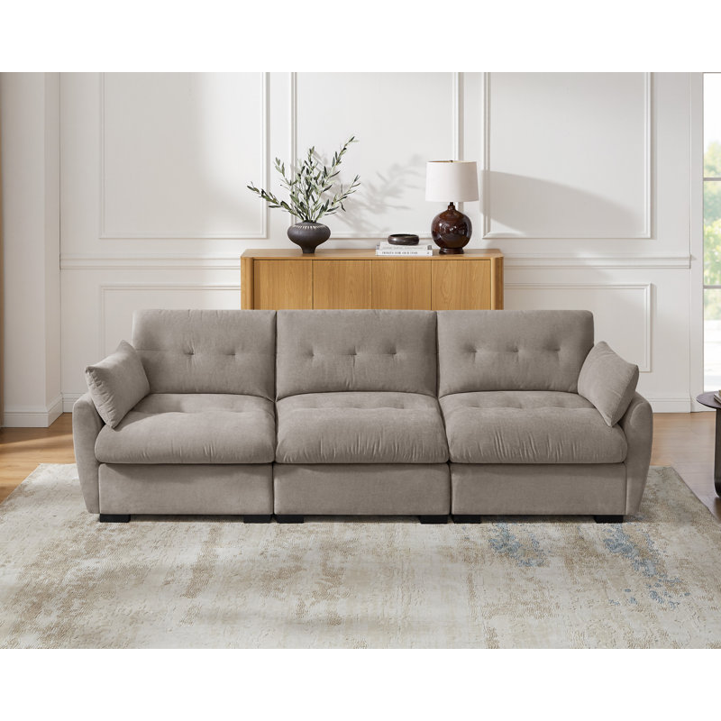 109.06'' Modular Upholstered Sectional Sofa For Living Room, Camel