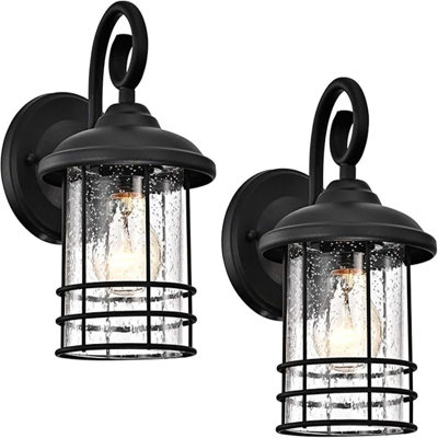 Black Outdoor Wall Light 2 Pack 10 Inch Exterior Wall Lantern Lights With E26 Based Socket Clear Seedy Glass Exterior Wall Lights For House Entrywa