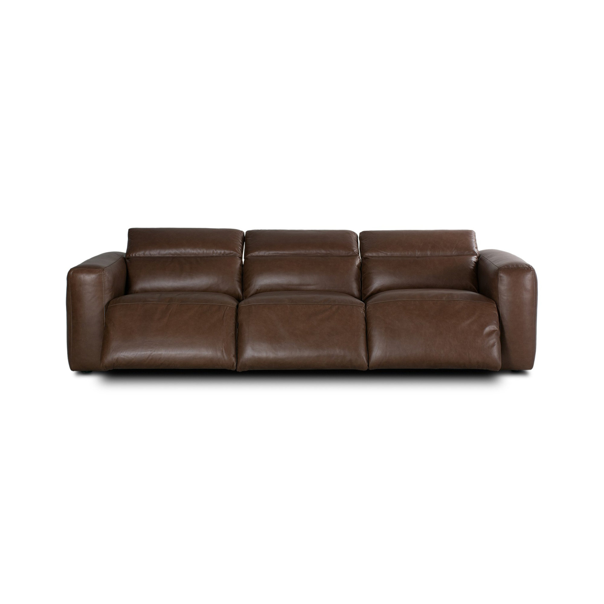 Amed 124" Genuine Leather Power Reclining Sofa, Sonoma Coco Top Grain Leather
