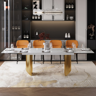 Subrati Extendable Rectangular Sintered Stone Dining Table Up to 94.48"  For 8-10
