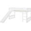 Lit mezzanine simple avec glissade et en bois massif blanc pour un espace de sommeil confortable