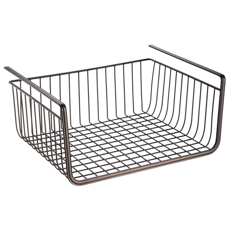 Bronzed Black Metal Under Shelf Storage Basket Organizer