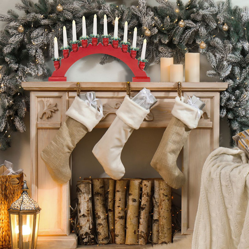 Taper Candle with Wood Holder