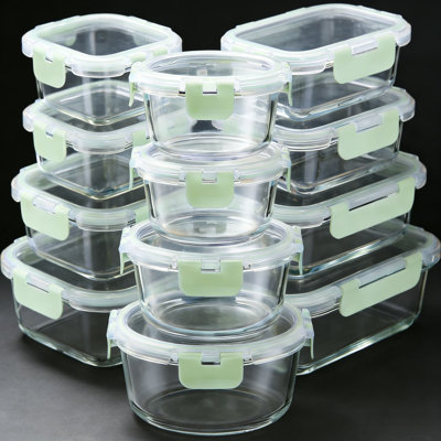 24-Piece Glass Food Storage Container Set With Lids - Airtight And Leakproof Borosilicate Glass Containers, Dishwasher, Microwave & Oven Safe For Meal Prep, Leftovers, And Pantry Organization