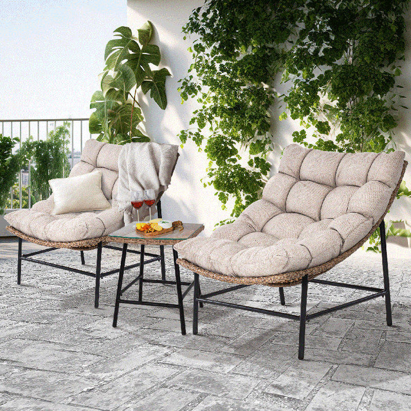 Set of 3 Ouseman lounge chairs with cushions
