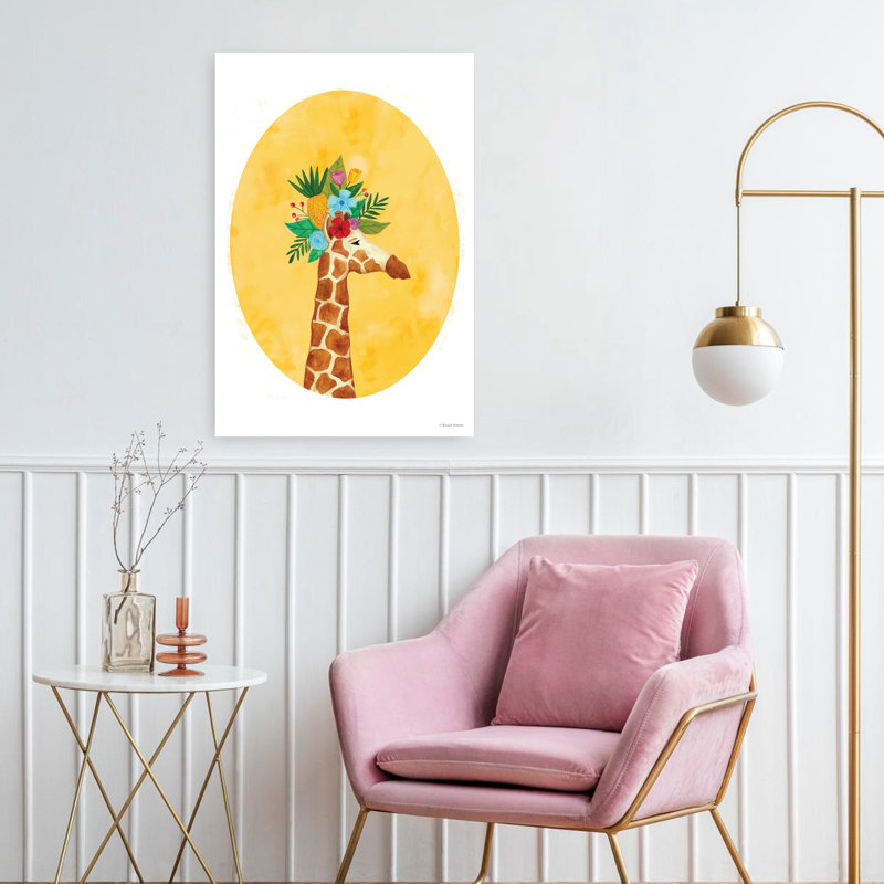 Girafe tropicale ludique, fantaisiste, art tropical, H 24 po x l 16 po