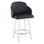 Tabouret de bar à hauteur fixe avec pivot en bois blanc et similicuir noir avec repose-pieds rond chromé - ensemble de 2-604442058