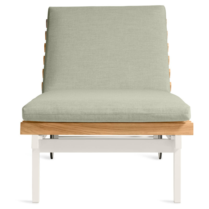 Perch Outdoor Teak Chaise Lounge, Sunbrella Linen, White