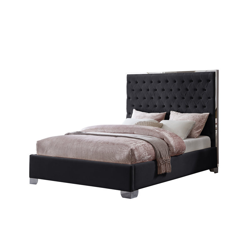 Lit plateforme tapissier Jeslene Kolab, Grand, Noir