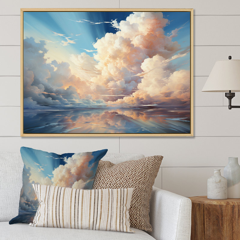 «Clouds Coastal Horizons I» sur toile, Cadre flottant doré, H 12 po x l 20 po x P 1 po