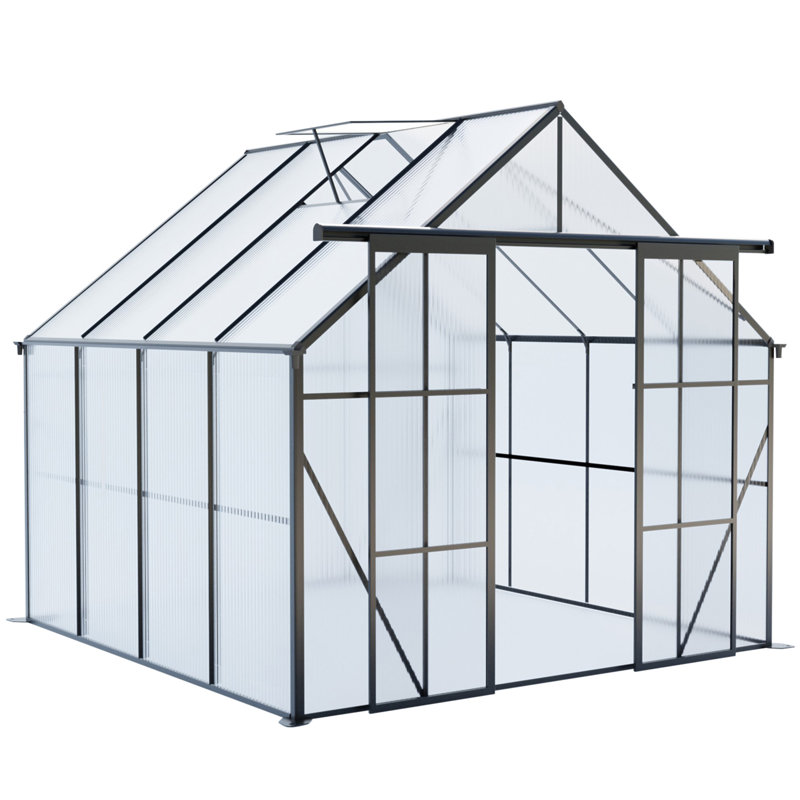 Double Door Polycarbonate Greenhouse Raised Base And Anchor Aluminum Heavy Duty Walk-In Greenhouses For Outdoor Backyard In All Season