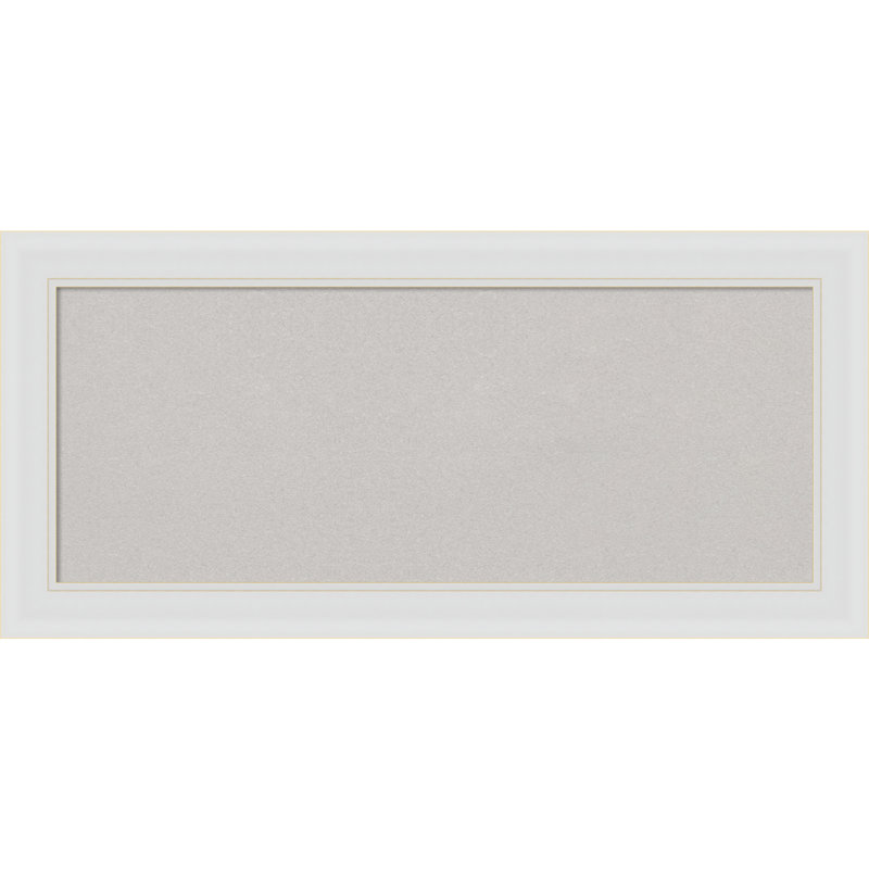 Blanco White Geometric Frame Grey Cork Bulletin Board 34" x 16"