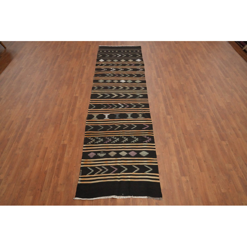 Tapis de couloir géométrique en laine 3 x 12