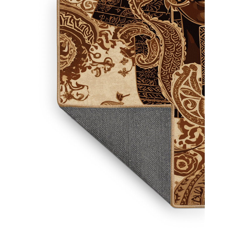 Tapis oriental moelleux et moelleux de style oriental orné de couleurs brunes - Reliure brun clair, 6 x 9