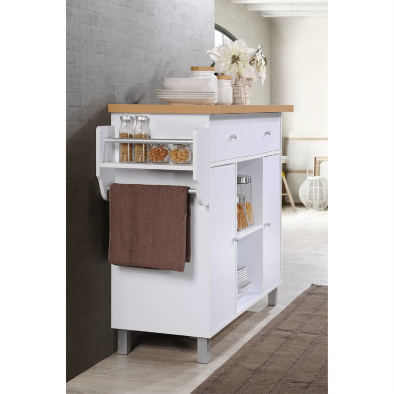 Wood Kitchen Island, White