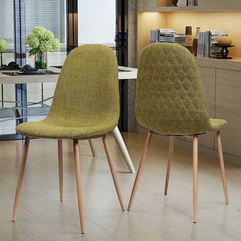 Chaise de salle à manger, Tissu - vert, Beige clair
