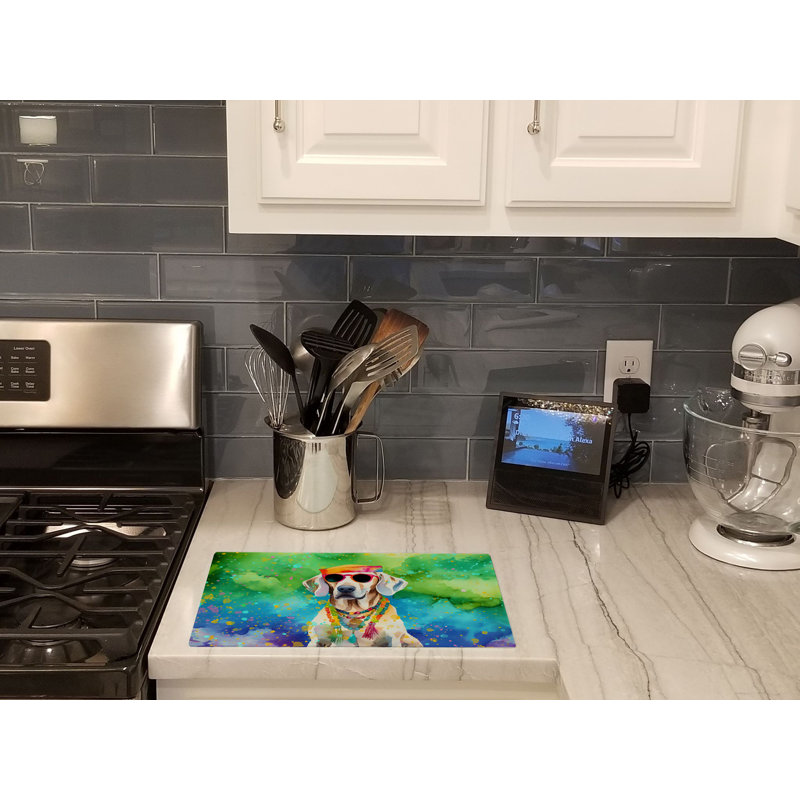Weimaraner Hippie Dawg Glass Cutting Board Large