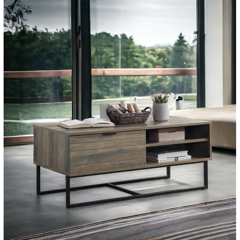 Homare Rustic Oak & Black Finish Coffee Table