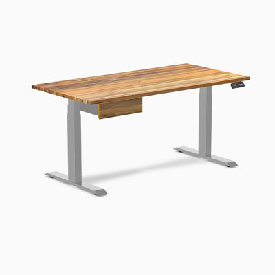 Bureau double debout en bois franc avec tiroir - Noyer / 60 x 30 pouces / Noir mat