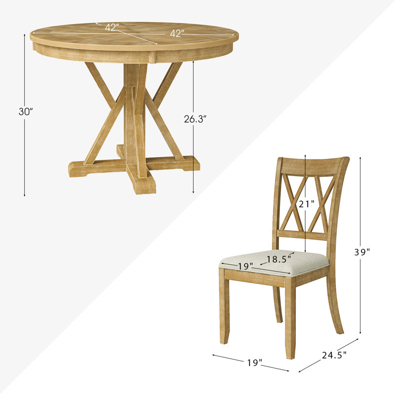 Amoz 5-Piece Wood Pedestal Dining Set