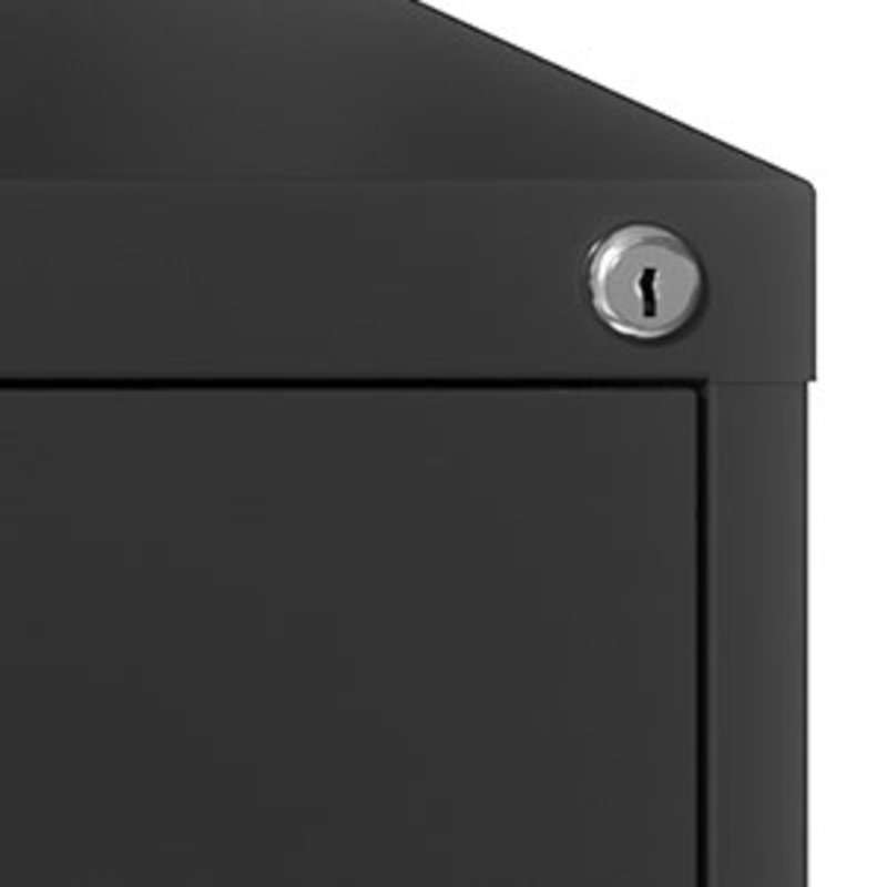 Black Steel 3-Drawer Lockable Lateral Filing Cabinet