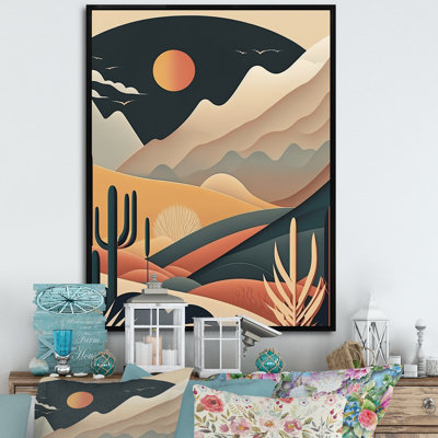 Full Moon Over The Desert Mountains - Mountains Large Wall Art