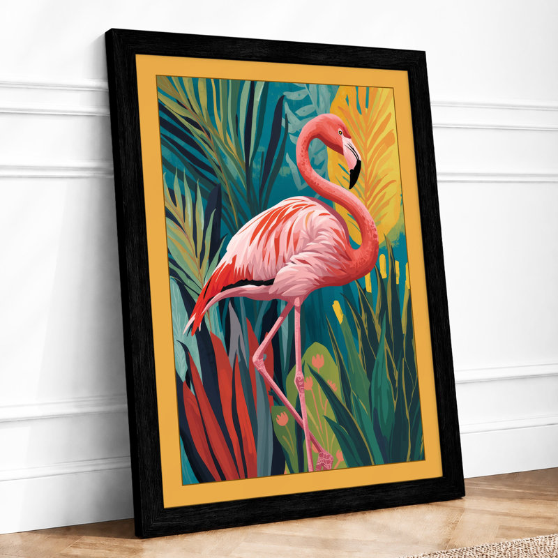 Flamingo Tropical - Framed Print, A1 - 84.1 x 59.4 cm, Black