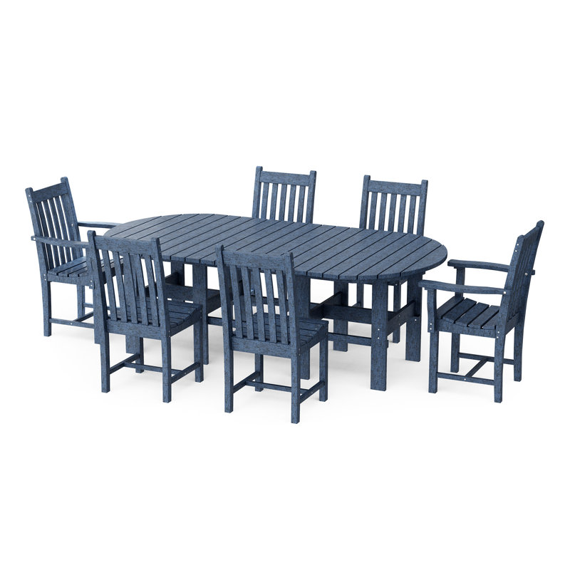 Ensemble de salle à manger 7 pièces 44 po x 84 po Classic, Bleu patriote