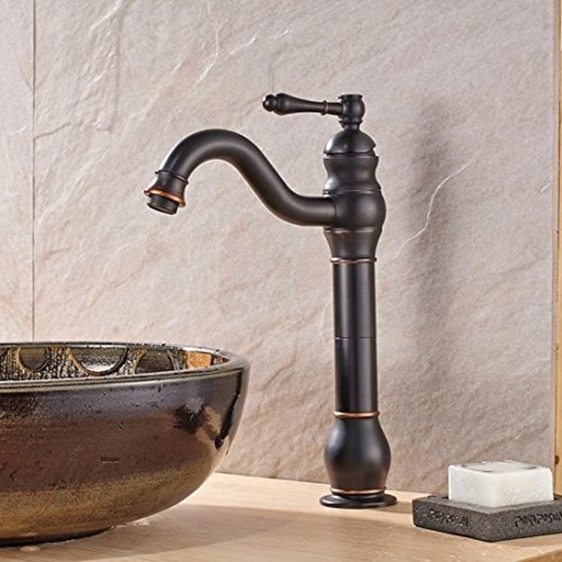 Las Palmas Deck Mounted Bathroom Faucet by BathSelect Matte Black Finish Single Handle Durable Brass